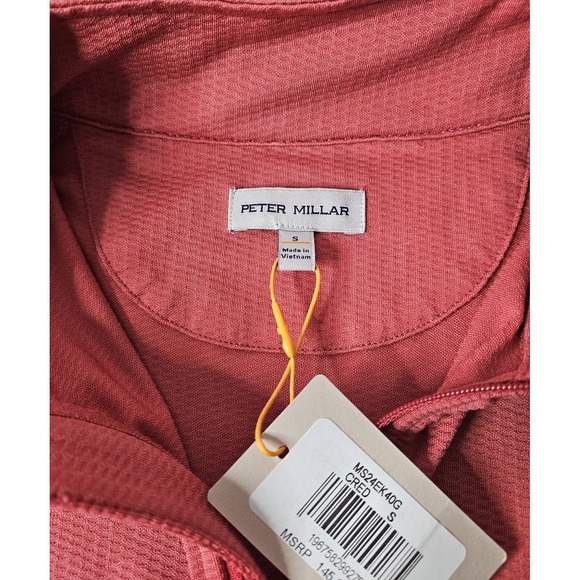 Peter Millar Men's Cape Red Perth Oval Stitch Performance 1/4-Zip Size Small New - Picture 6 of 11